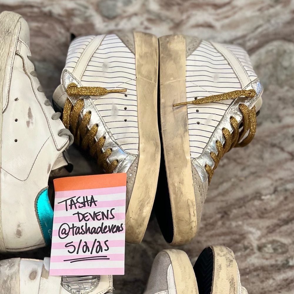 Rare Golden Goose Baseball Pinstripe Midstar Mids 37 7 - Picture 7 of 11